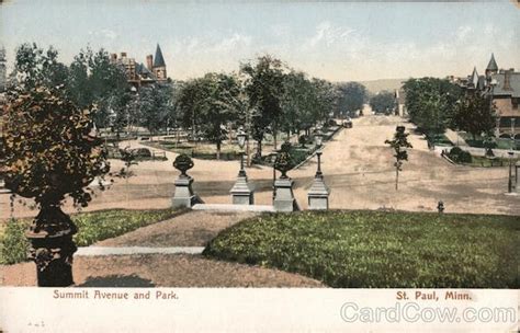 Summit Avenue and Park St. Paul, MN Postcard