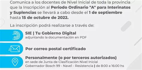 Interinatos y Suplencias Inscriben para el Nivel Inicial desde el 1º