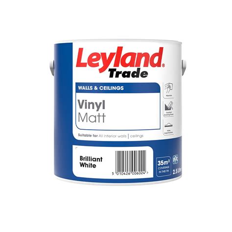 Leyland Trade Vinyl Matt Emulsion Paint Brilliant White 2 5L Leyland SDM