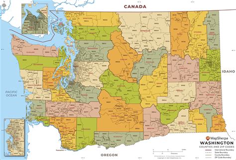 Mapsherpa Washington Zip Code Map With Counties Extra Large Mapsherpa