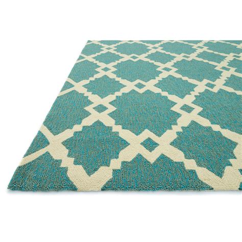 Loloi Rugs Ventura Geometric Turquoise/Ivory Indoor/Outdoor Area Rug & Reviews | Wayfair