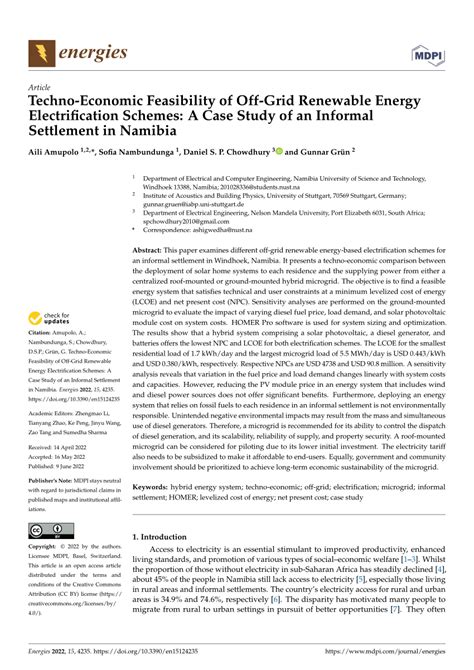 PDF Techno Economic Feasibility Of Off Grid Renewable Energy