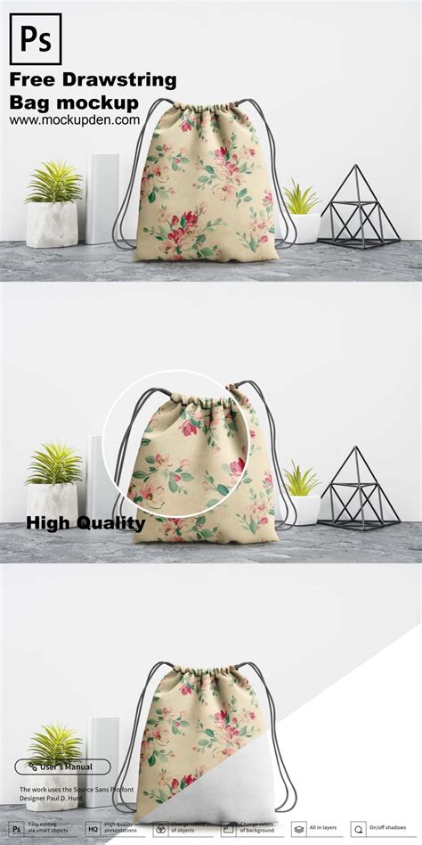 Best Free Drawstring Bag Mockup Editable Psd Templates