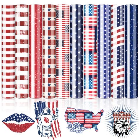 Tintnut American Flag Heat Transfer Vinyl - 10 Sheets 10x12 Inch Patri ...