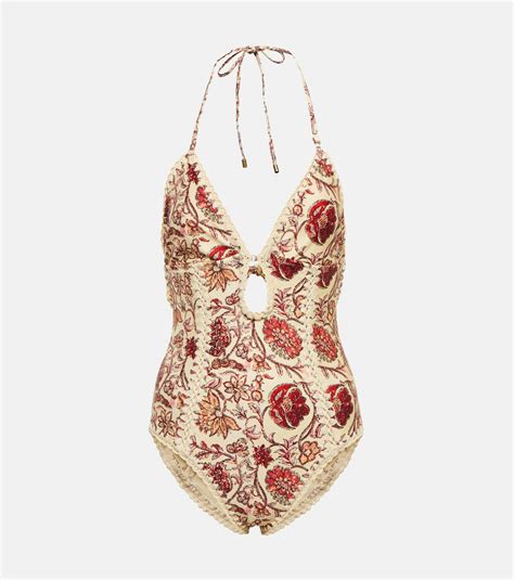 Zimmermann Vitali Keyhole Crochet Printed Swimsuit Zimmermann