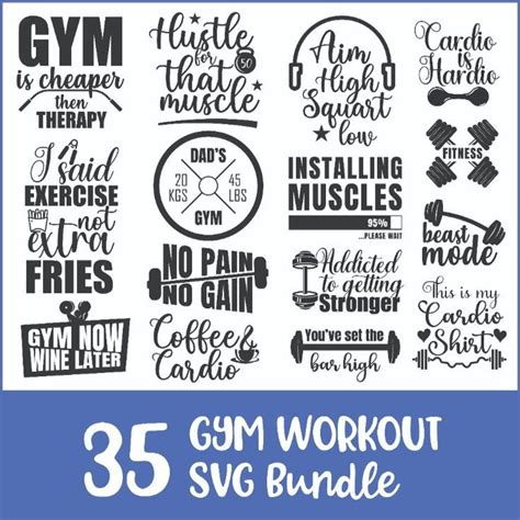 Gym Svg Bundle Workout Svg Fitness Svg Gym Quotes Svg Exercise Svg