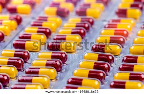 Redyellow Capsule Blister Pack Antibiotic Capsule Stock Photo