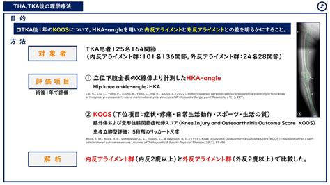 Tsutomu Nakayama on Twitter シリーズTHATKA後の理学療法 人工膝関節全置換術後のHKA angle