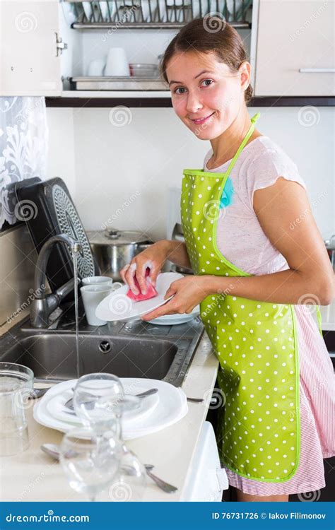 Woman Washing Dishes Stock Photo Image Of People Charwoman