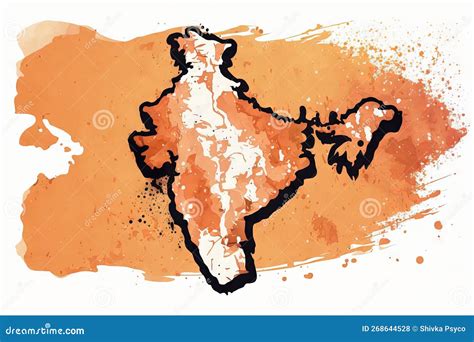 Beautiful Light Orange Indian Akhand Bharat Map Stock Illustration