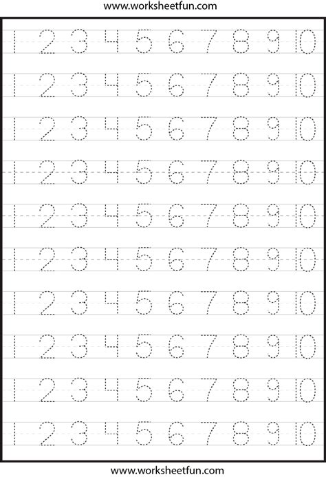 Numbers Tracing Worksheets