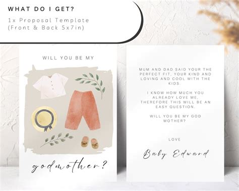 Editable Will You Be My Godmother Proposal Card Printable Etsy