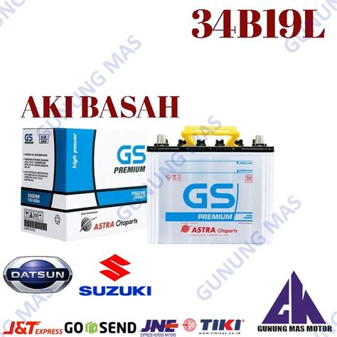 Jual Aki Mobil 34B19L Batre Battery Accu Basah 34B19L Baterai GS