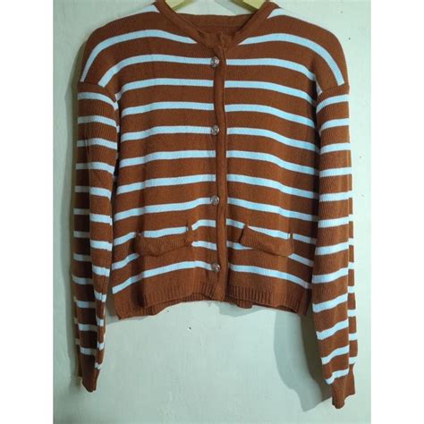 Jual HECTIC Lalisa Knit Cardy Premium Cardigan Stripe Wanita Bahan