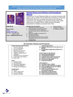 Human Resources Policies And Procedures Manual Human Resources