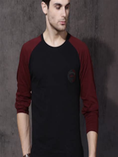 Buy Roadster Men Black Solid Round Neck Pure Cotton T Shirt Tshirts