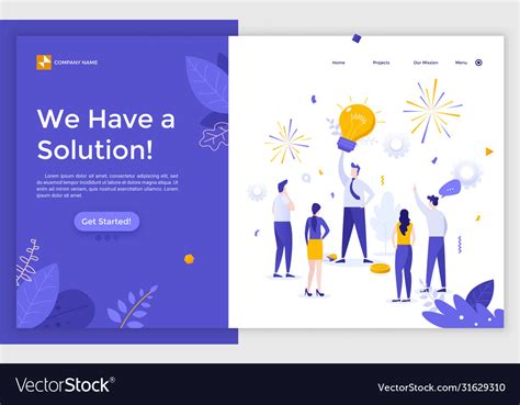 Flat Landing Page Template Royalty Free Vector Image