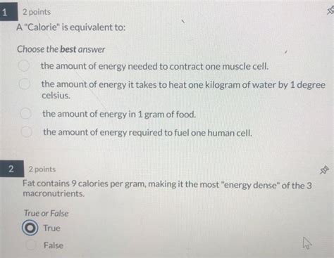 Solved Calorie Is Equivalent To Choose The Best Answer Chegg