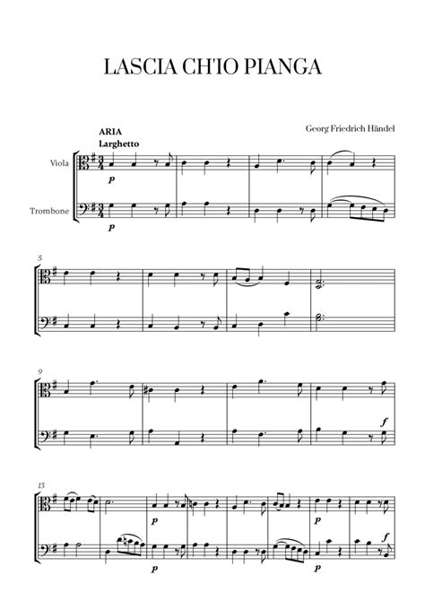 Haendel Lascia Ch’io Pianga For Viola And Trombone By Haendel Trombone Digital Sheet Music