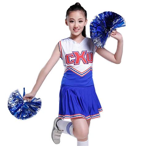 Student Competition Cheerleaders Girl School Cheer Team Uniforms Kids Performance Costume Sets ...