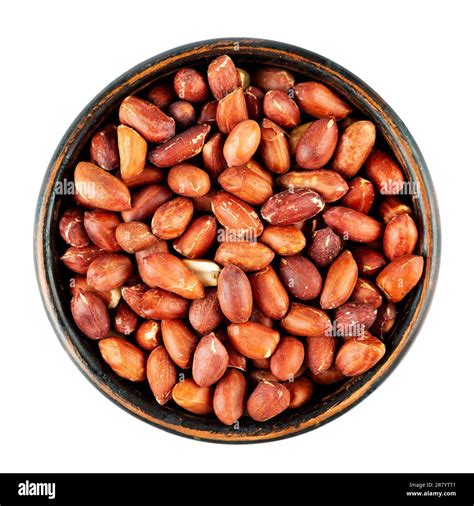 Peanuts Roasted And Salted In Bowl Isolated On White Background