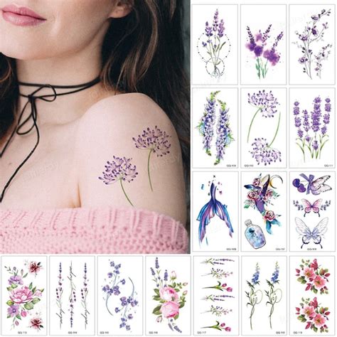 Purple Flower Design Tattoo