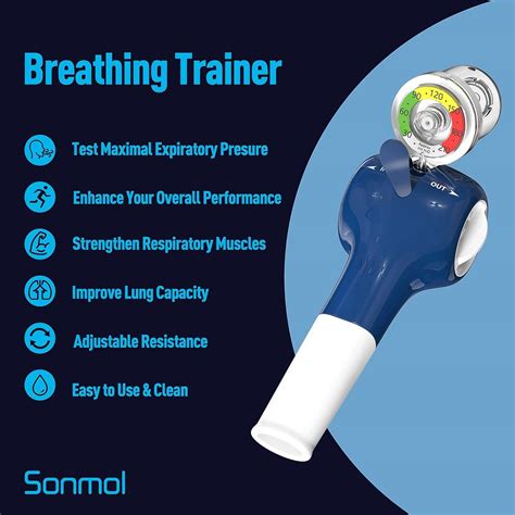 Sonmol Breathing Exercise Device With Travel Case Respiratory Muscle Trainer For Lung Strength