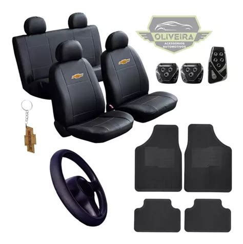 Kit Luxo Capa Couro Tapete Volante Pedal Corsa Portas Parcelamento