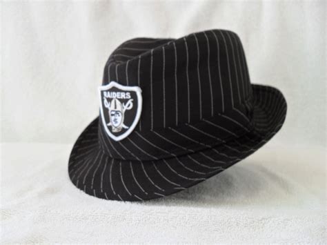 Raiders Black Pinstripe Fedora Etsy In 2022 Pinstripe Hat Fashion Fedora