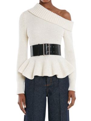 Alexander Mcqueen One Shoulder Wool Blend Peplum Sweater On Sale Saks