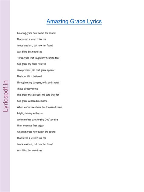 Amazing Grace Lyrics | PDF