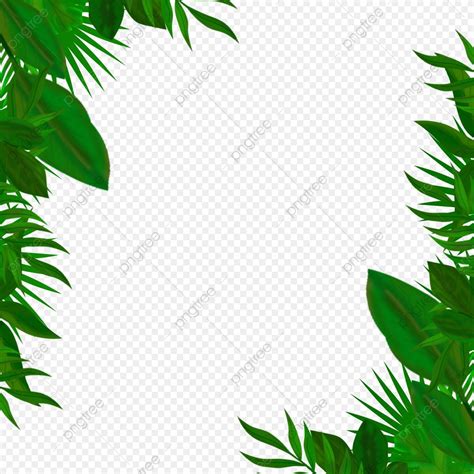 Jungle Leaves Border Hd Transparent, Green Jungle Tropical Leaves Border Design Transarent ...