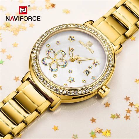 NAVIFORCE 5016 dorée montre bracelet de luxe pour femmes à Quartz