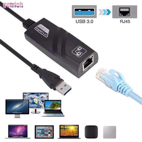 Adaptador Ethernet USB 3 0 Gigabit 1000 Mbps Rede Cabeada RJ45 Internet