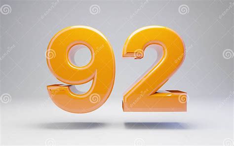 Number 92 3d Orange Glossy Number Isolated On White Background Stock