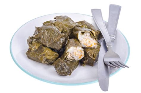 Dolma with Meat, Rice in Grape Leaves. Stock Photo - Image of lunch ...