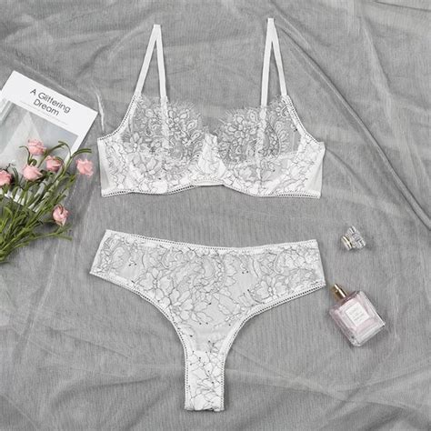 Intimates Sleepwear White Lace Floral Embroidered Lingerie Bra Set Poshmark