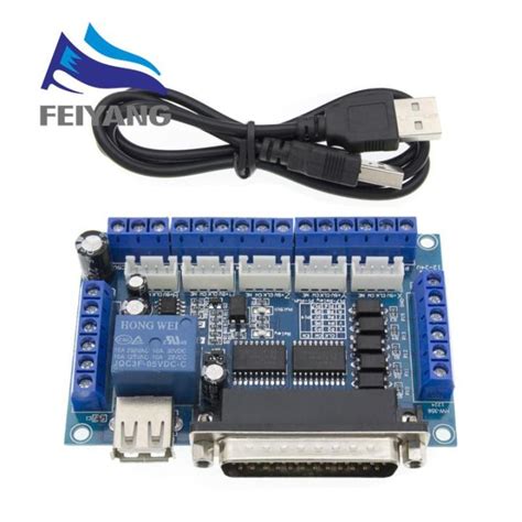 Mach3อินเตอร์บอร์ด Cnc แบบ5แกนพร้อมอะแดปเตอร์ออปโต้คัปเปลอร์สเต็ปเปอร์
