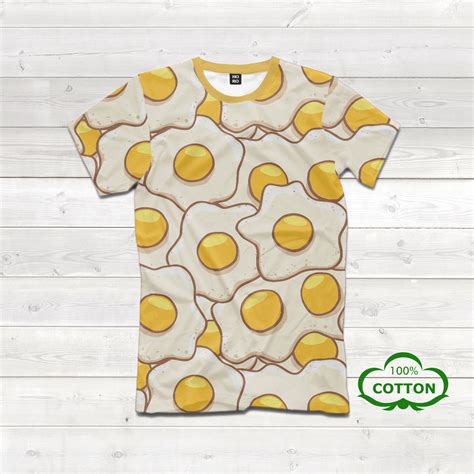 Fried Eggs Pattern Cotton T Shirt 3d Print Tee All Over Etsy