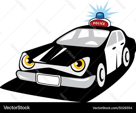 Police car cartoon character with flashing siren Vector Image