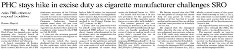 Dawn Epaper Apr Phc Stays Hike In Excise Duty As Cigarette