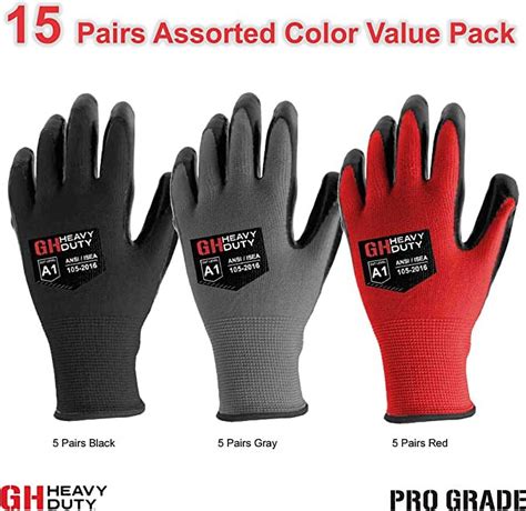 Gh Heavy Duty Nitrile Work Gloves Protective Cut Resistant Palm 15