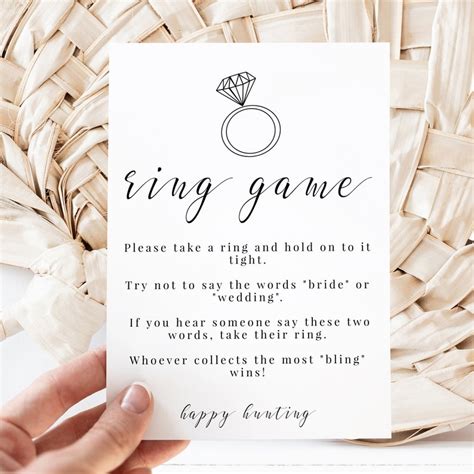 Minimalist Bridal Shower Ring Game Don T Say Bride Game Put A Ring On