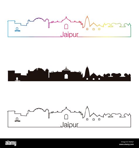 Jaipur Skyline Linear Style With Rainbow In Editable Vector File Stock