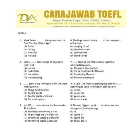 Latihan Soal Toefl Pdf Latihan Soal Yuk