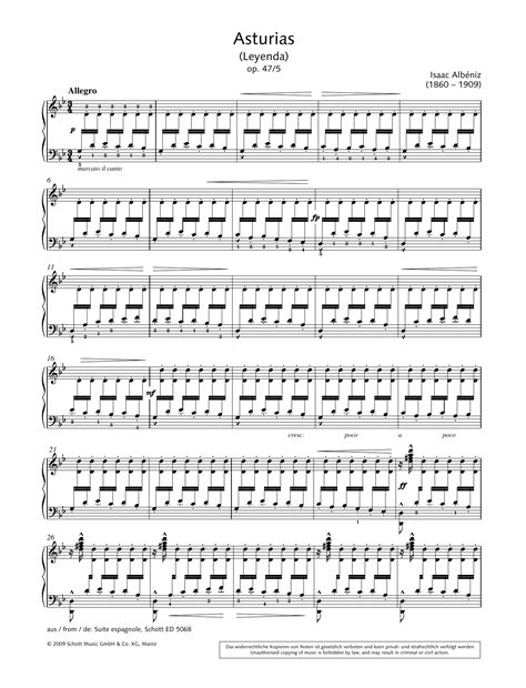 Asturias By Isaac Albeniz Sheet Music For Piano Solo At Sheet Music Direct