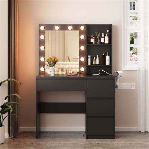 Veanerwood Makeup Vanity With Lights Bedroom Vanity Table With Power