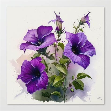 Purple Petunias Canvas Print By VanoverDesigns Flower Prints Art