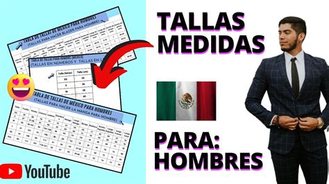 TABLA de TALLAS MEDIDAS para HOMBRE de MÉXICO para Camisa y Pantalón