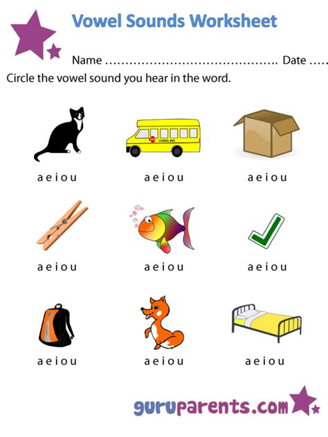 Vowel Worksheets Guruparents